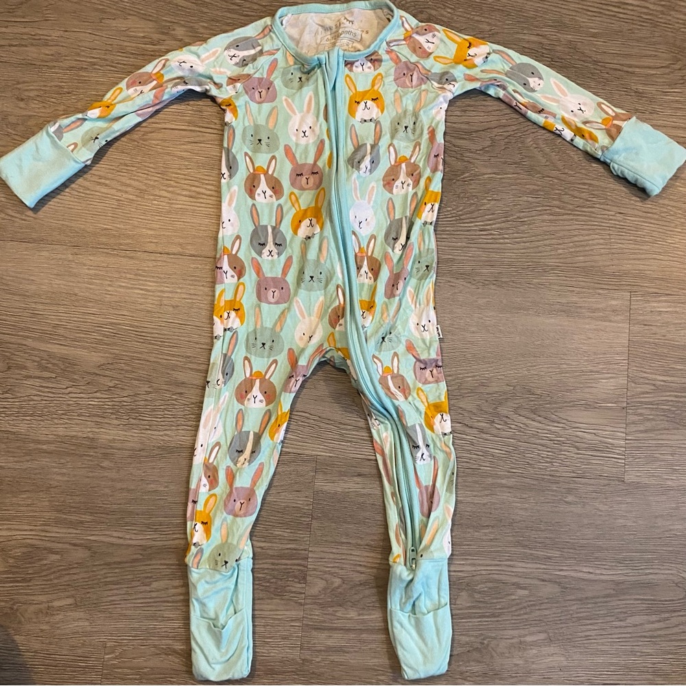 Little Sleepies 6-12 months Rad Rabbits Bamboo Zippy‎ Bunny Mint Easter Spring